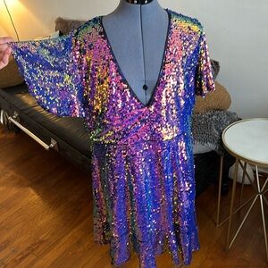 Women’s Southern Fried Chics iridescent sequin dress, size 2XL